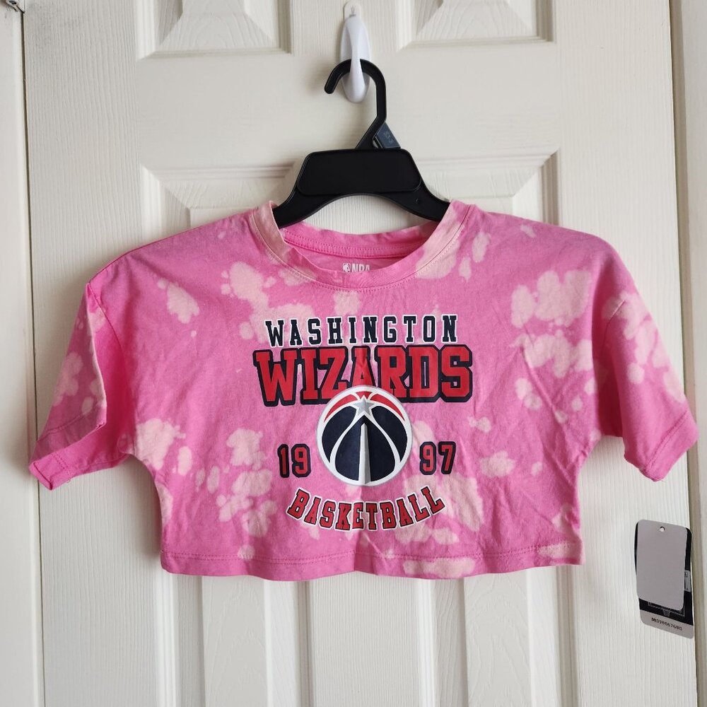 Washington Wizards 1997 Pink Tie-Dye Crop Top Tee XS NBA 100% Cotton